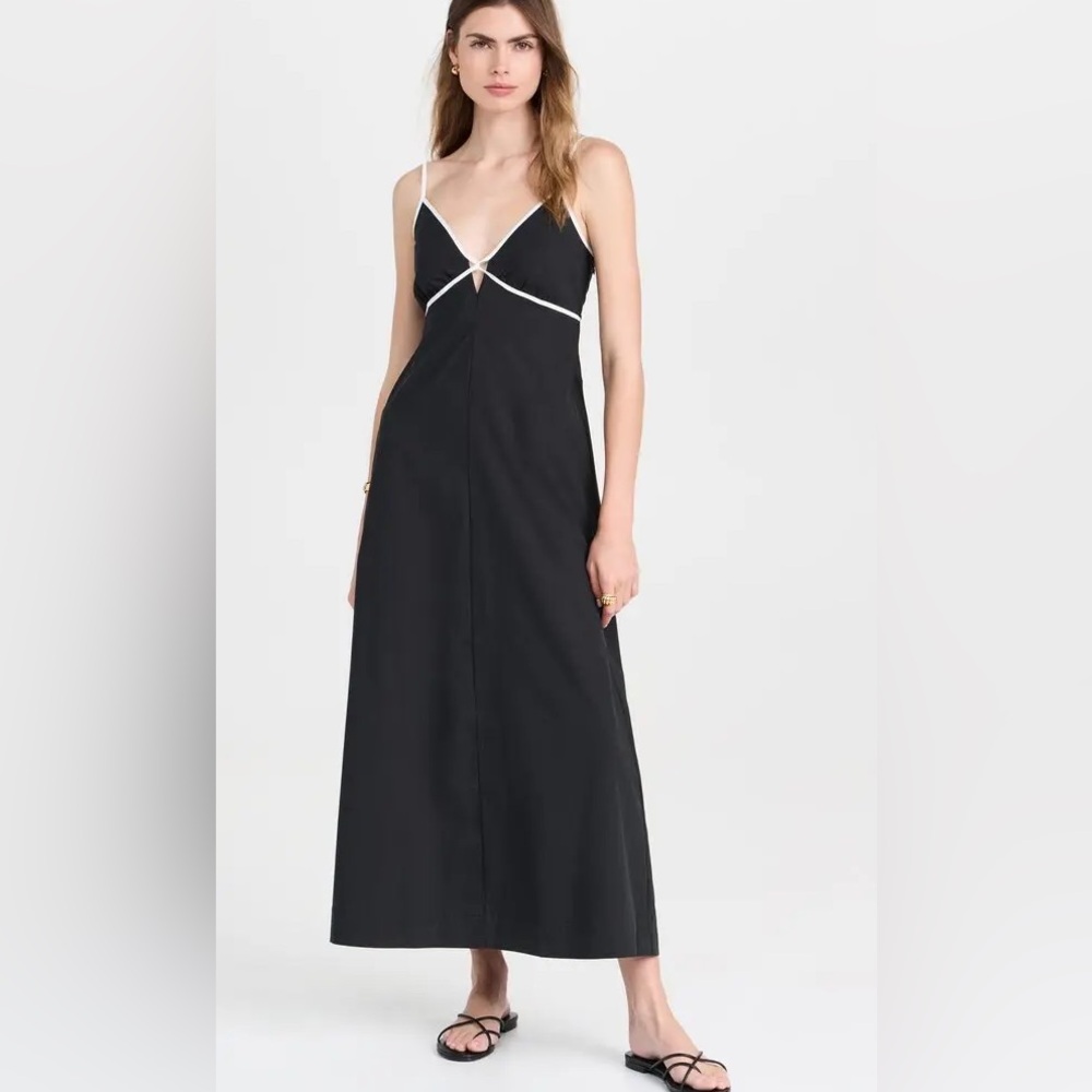 Rails Jessa Contrast Trim Dress in black and white Size Large V neck